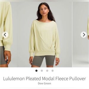 H91 NWOT Lululemon Pleated Modal Fleece Pullover Sweatshirt Dew Green Size 2
